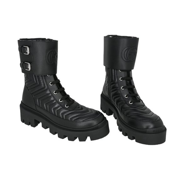 Gucci 628855 Women's Interlocking Gg Logo Matelasse Leather Ankle Boots - Picture 2 of 13